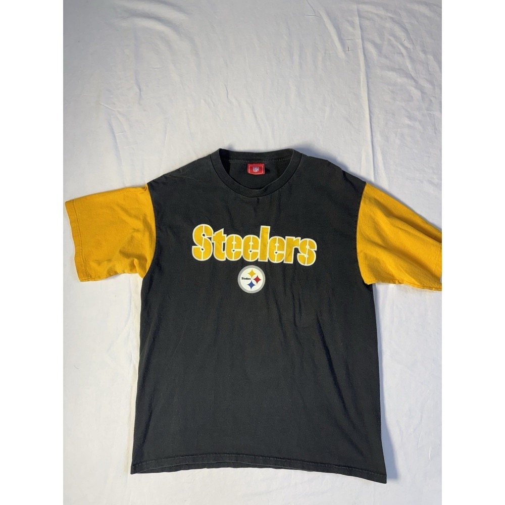 Vintage 90's Pittsburgh Steelers t-shirt raglan Yellow Sleeves
